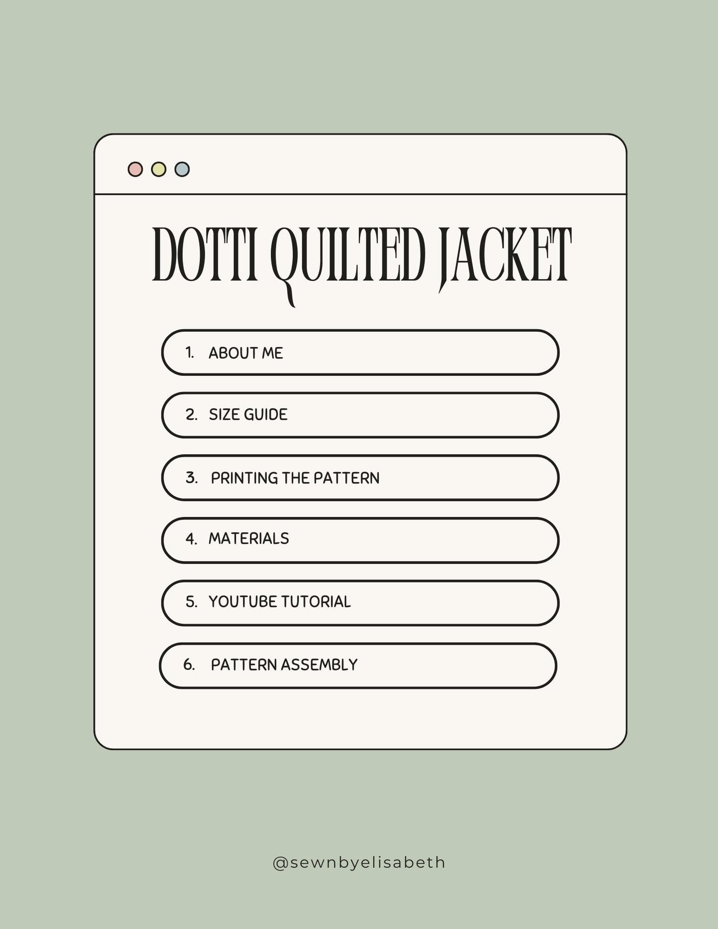 Dotti Quilted Jacket Sewing Pattern | PDF Pattern | Video Tutorial | Size XS-XXL | Instant Download