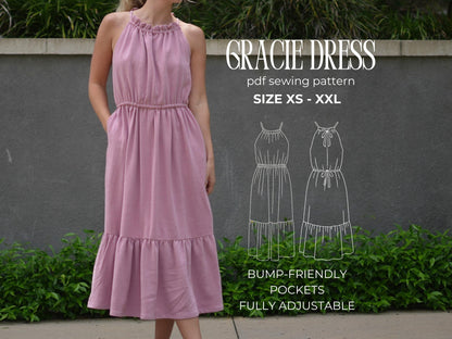 Flowy Maxi Dress Sewing Pattern: Maternity-Friendly, Double-Lined (PDF Pattern)