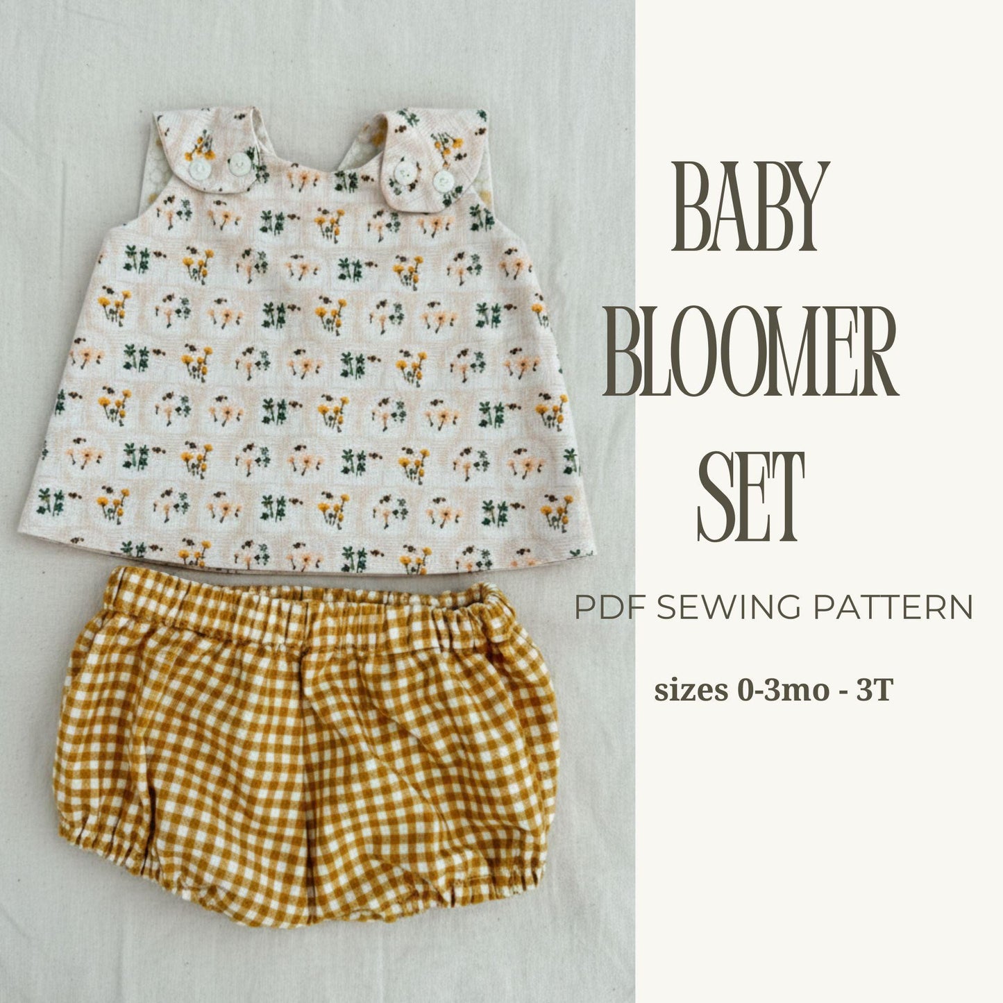 Baby Bloomer & Tunic PDF Sewing Pattern: Reversible, Oversized Fit, Sizes 0-3M to 3T