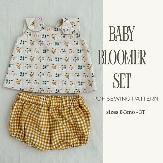 Baby Bloomer & Tunic PDF Sewing Pattern: Reversible, Oversized Fit, Sizes 0-3M to 3T