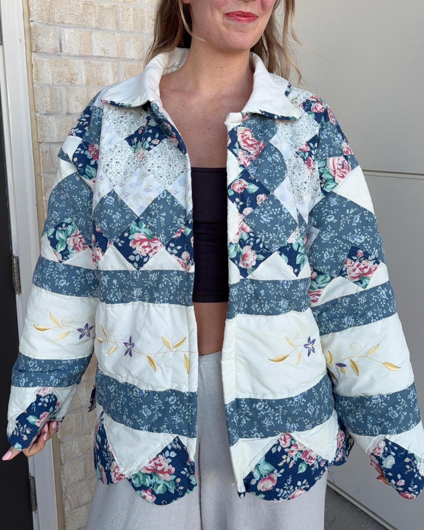 Handmade Quilted Jacket | Vintage Quilt | Oversized L/XL