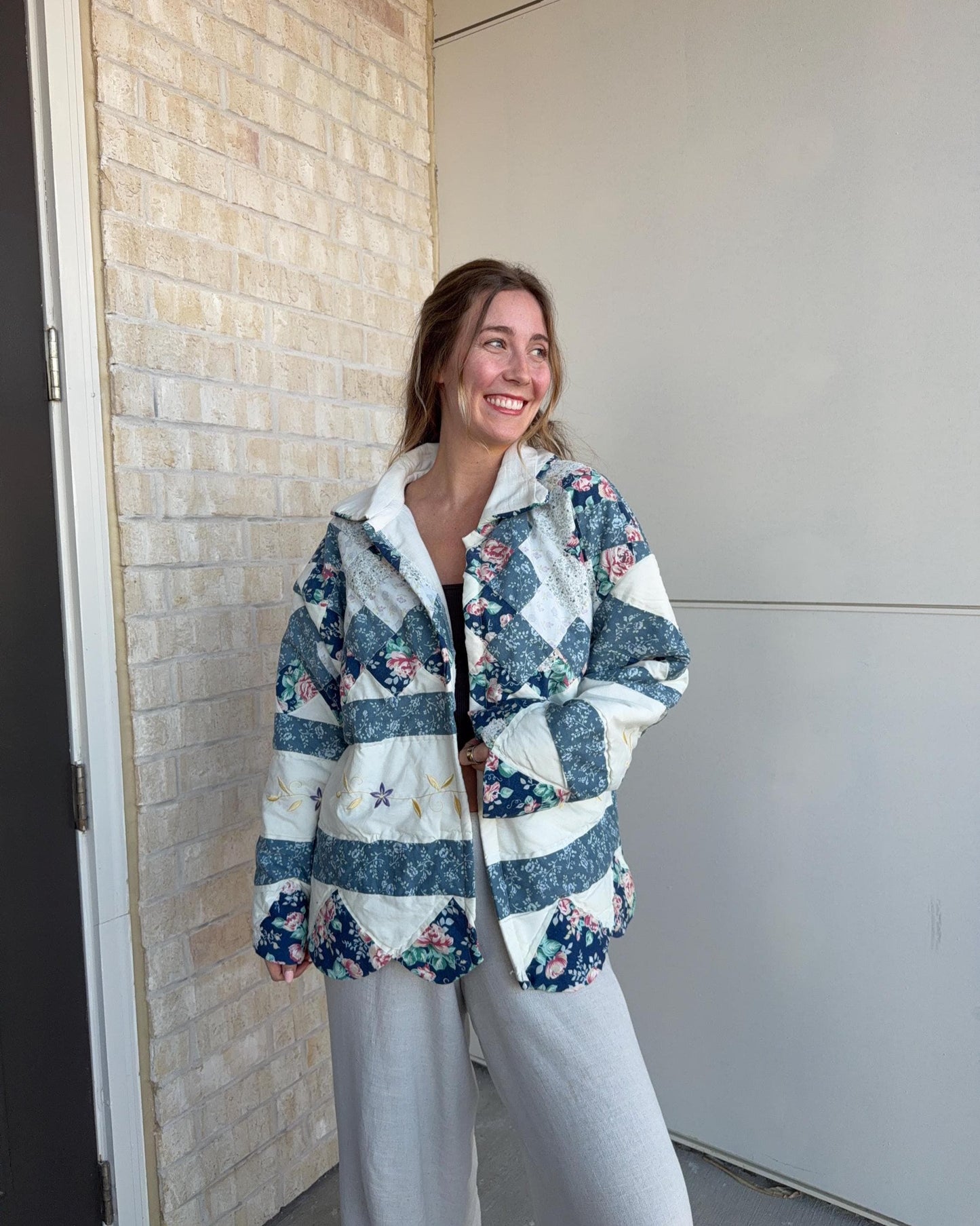 Handmade Quilted Jacket | Vintage Quilt | Oversized L/XL