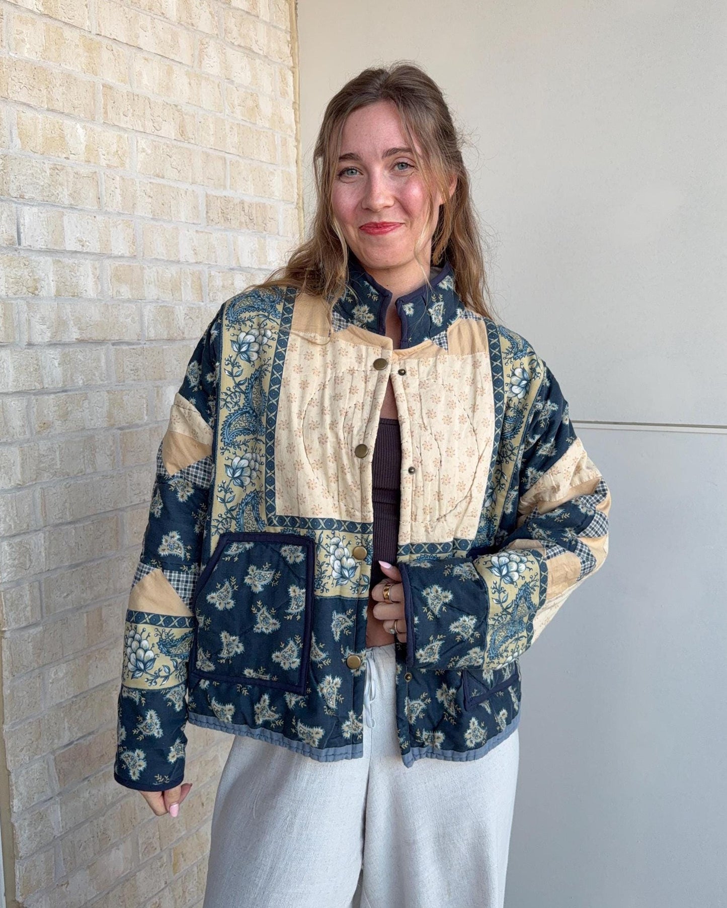 Handmade Quilted Jacket | Vintage Quilt | Size Large
