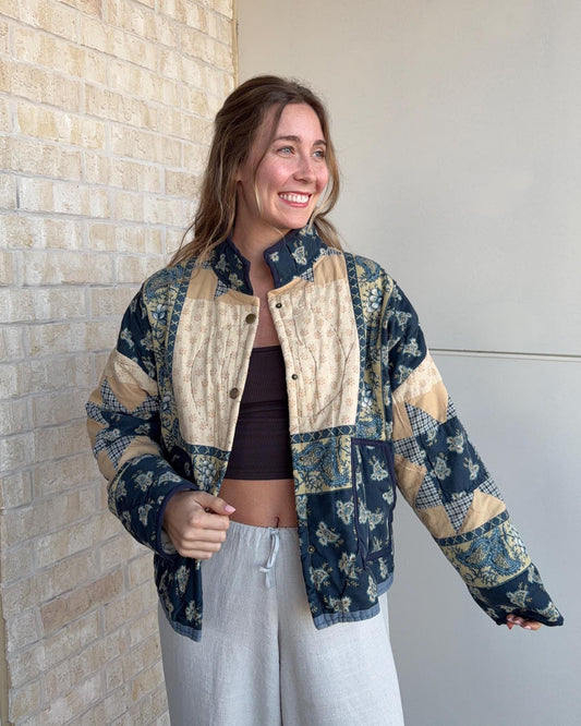 Handmade Quilted Jacket | Vintage Quilt | Size Large