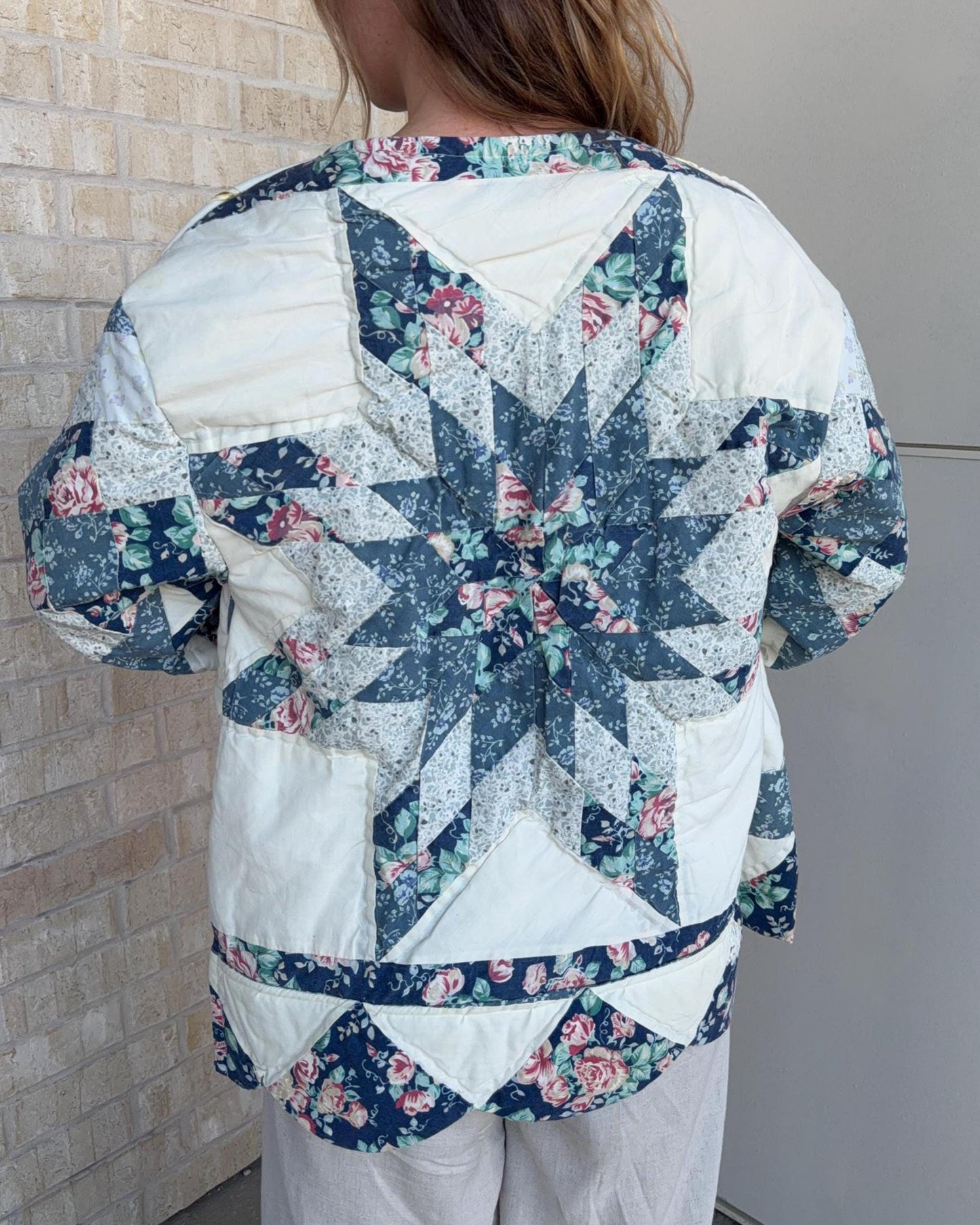 Handmade Quilted Jacket | Oversized Vintage Quilt Coat - Medium