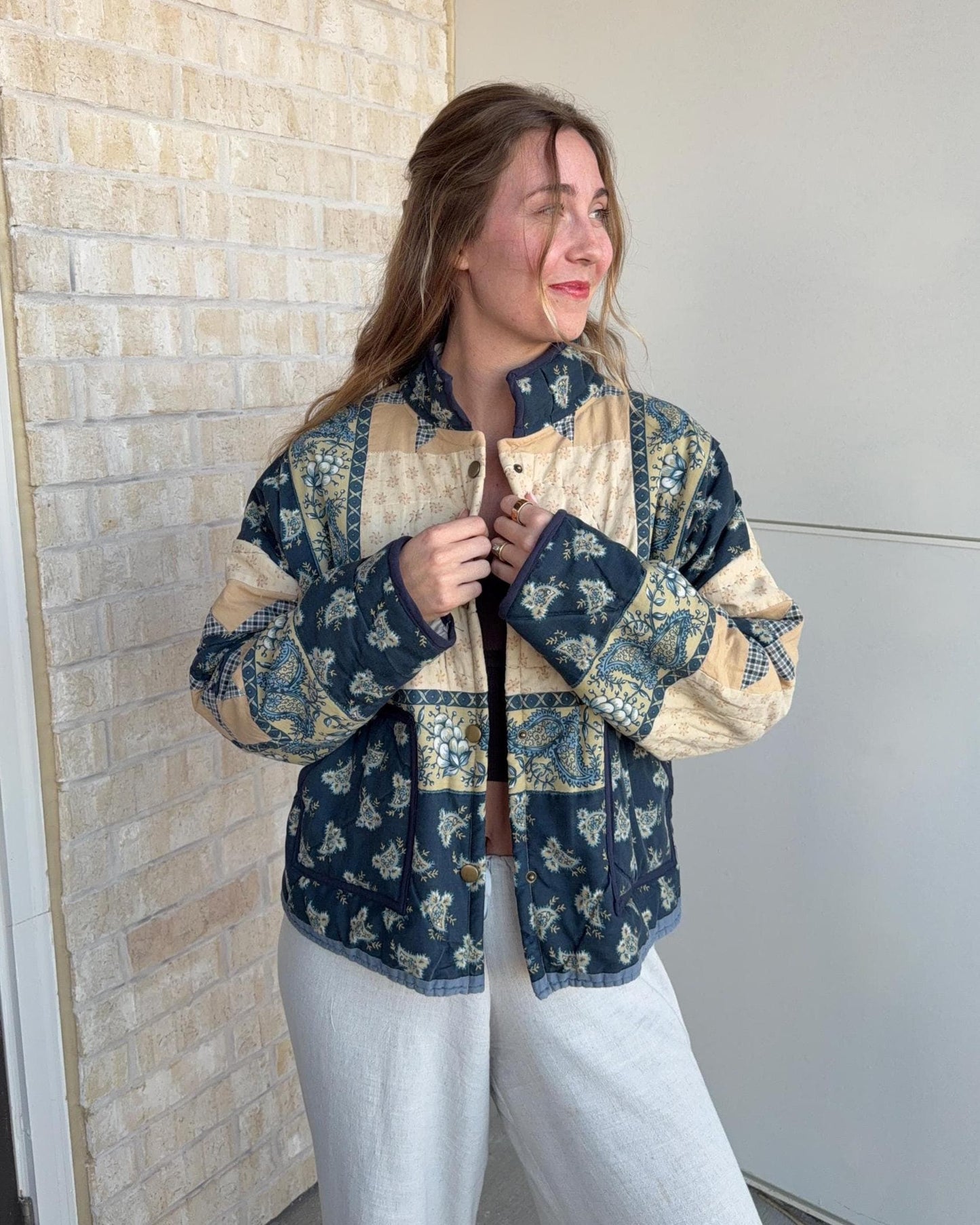 Handmade Quilted Jacket | Vintage Quilt | Size Large
