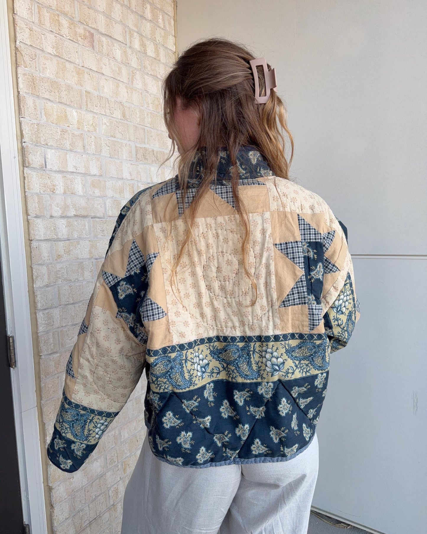 Handmade Quilted Jacket | Vintage Quilt | Size Large