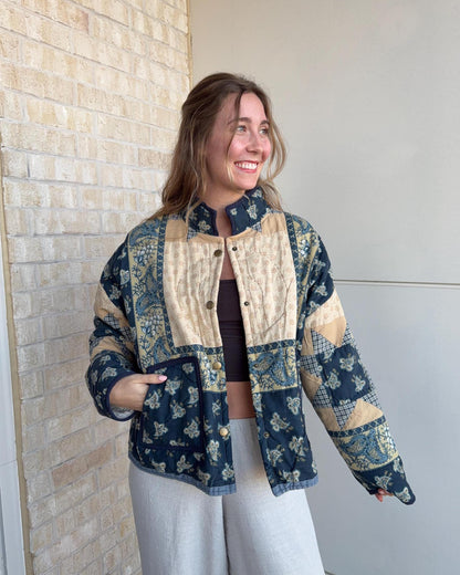 Handmade Quilted Jacket | Vintage Quilt | Size Large